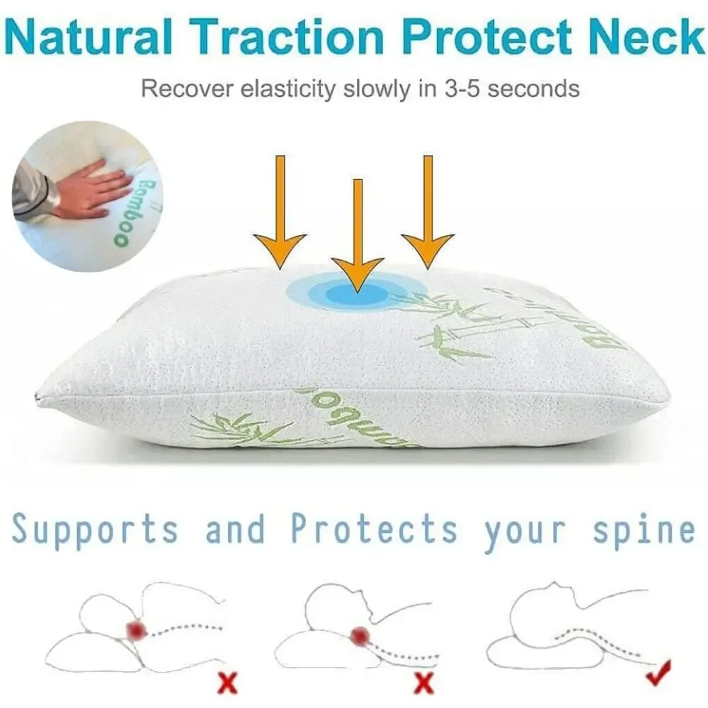 New DreamField Linen Memory Foam Bamboo Pillow Queen Breathable Cover w/ Zipper